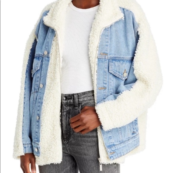 NWOT Blank NYC Bear Hug Jean Denim Sherpa Jean Jacket Small S - Picture 6 of 13